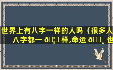 世界上有八字一样的人吗（很多人八字都一 🦆 样,命运 🌸 也一样吗）